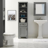 Tara 18 in. W x 15 in. D x 67.62 in. H Linen Cabinet in Grey - Super Arbor