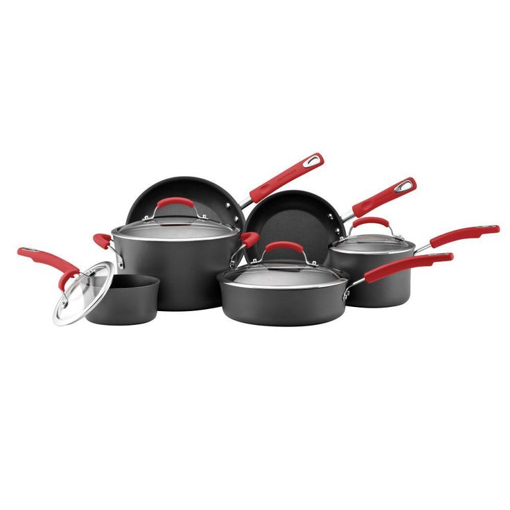 Classic Brights 14-Piece Aluminum Nonstick Cookware Set in Cranberry Red Gradient
