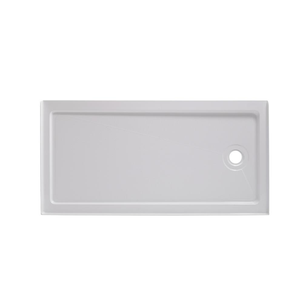 Lagoon 60 in. x 76 in. Left Drain Alcove Shower Kit in Ash Grey and Silver Hardware - Super Arbor