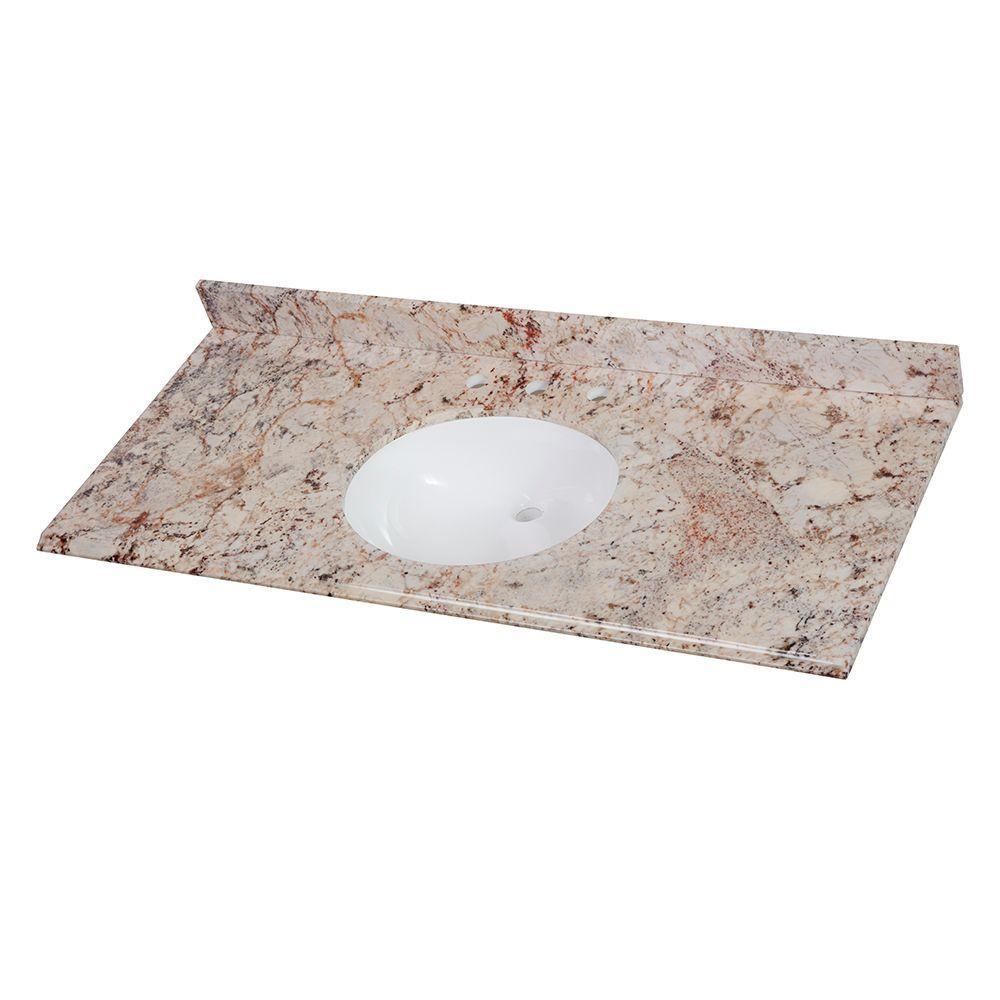 31 in. x 22 in. Stone Effects Vanity Top in Cascade with White Sink - Super Arbor