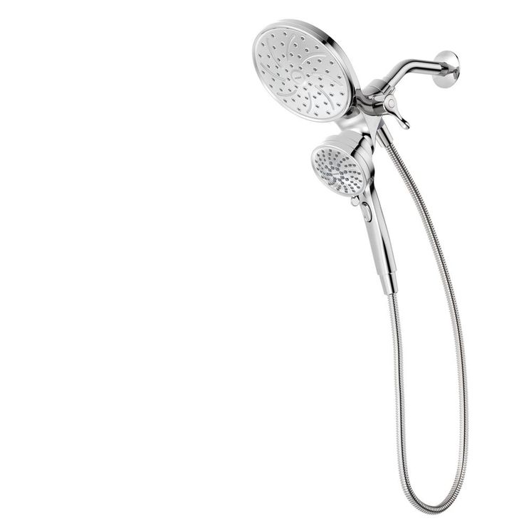 Attract 6-spray 6.75 in. Dual Shower Head and Handheld Shower Head in Chrome