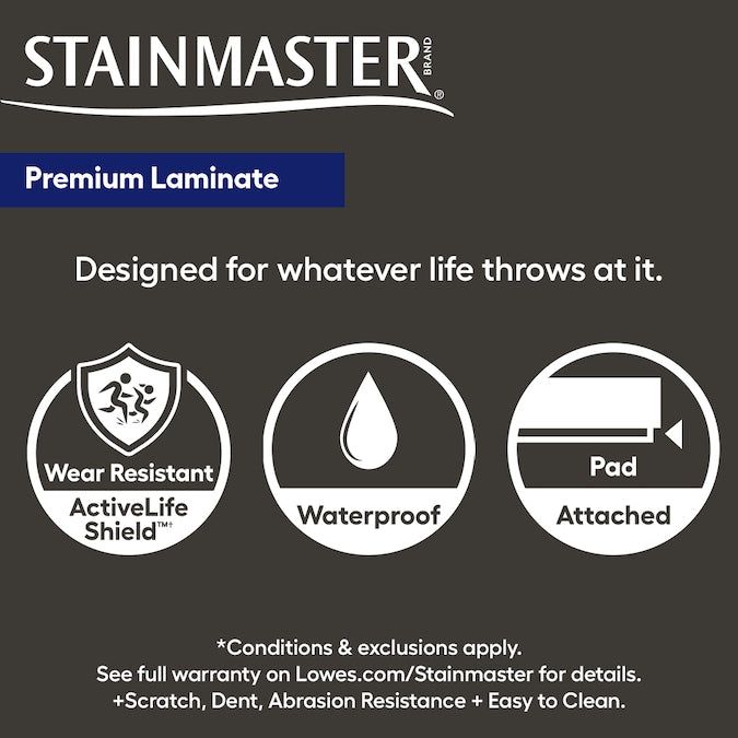 STAINMASTER Shadow Pond Oak 10-mm T x 7-1/2-in W x 50-in L Waterproof Wood Plank Laminate Flooring (21.06-sq ft / Carton)