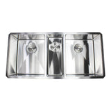 Undermount Stainless Steel 42 in. x 20 in. x 10 in. 16-Gauge Triple Bowl Kitchen Sink Combo w/Silicone Gloves & Strainer - Super Arbor