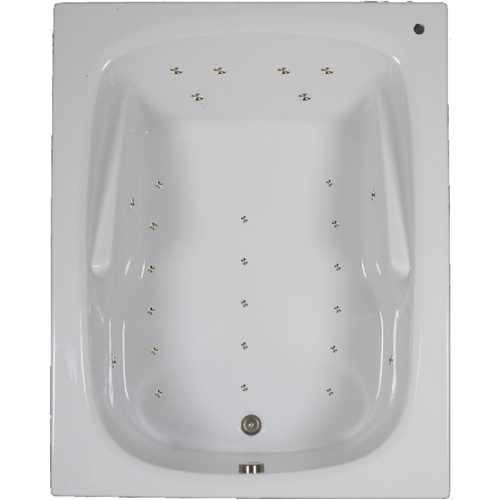 60 in. Acrylic Rectangular Drop-in Air Bathtub in White - Super Arbor