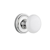Classic Rosette 2-3/8 in. Backset Timeless Bronze Passage Hall/Closet White Porcelain Door Knob - Super Arbor
