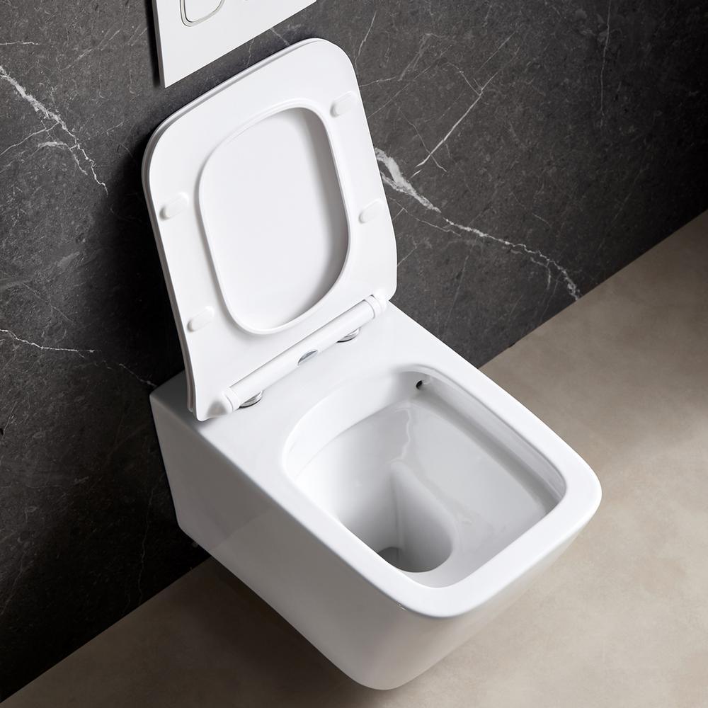 Wall-Hung 1-Piece 1.6 GPF/0.8 GPF High Efficiency Dual Flush Round Bowl Toilet in White Skirted All-in-One Seat Included - Super Arbor