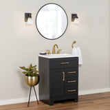 Style Selections Cauley 24-in Black Single Sink Bathroom Vanity with White Cultured Marble Top