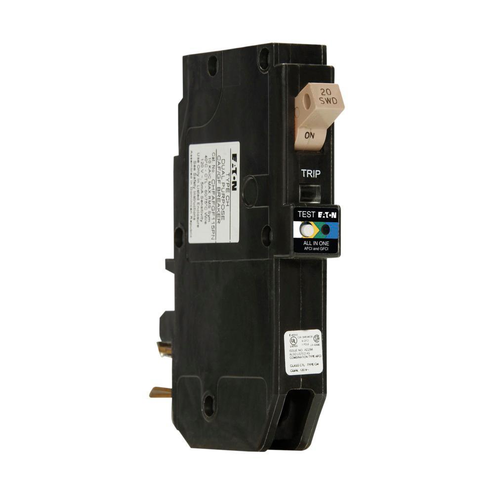 CH 20 Amp 1-Pole Dual Function (Arc Fault/Ground Fault) Plug-On Neutral Circuit Breaker - Super Arbor