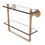 Pipeline Collection 16 in. Doulbe Glass Shelf with Towel Bar in Oil Rubbed Bronze - Super Arbor