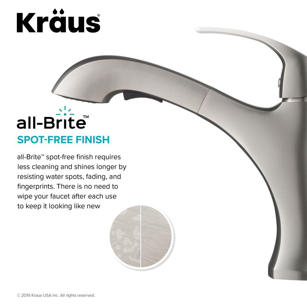 Spot Free Oren Single-Handle Pull-Out Sprayer Kitchen Faucet in All-Brite Stainless Steel - Super Arbor