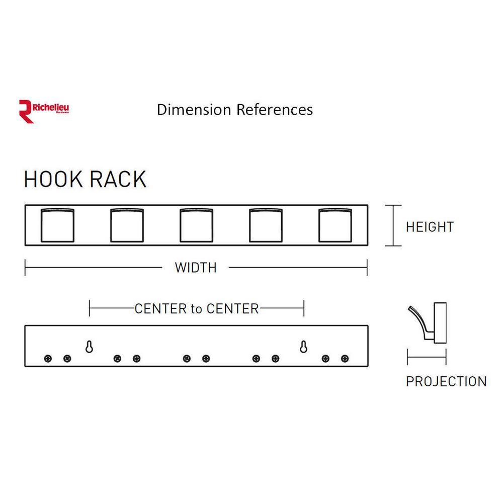 24 in. Nystrom Hook Rack White Shelf with 5 Pewter Double Hooks - Super Arbor