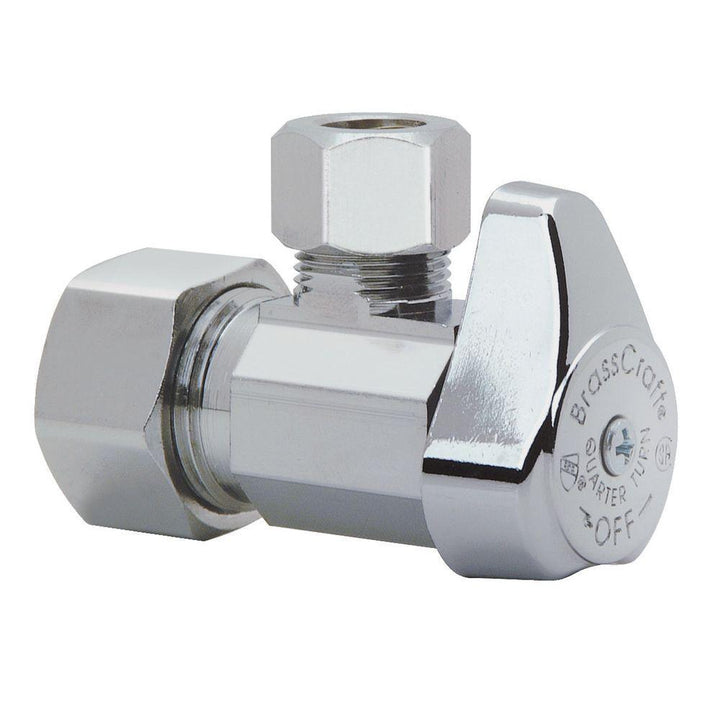 1/2 in. Compression Inlet x 3/8 in. Compression Outlet 1/4-Turn Angle Valve - Super Arbor