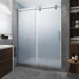 Langham XL 56 - 60 in. x 80 in. Frameless Sliding Shower Door with StarCast Clear Glass in Stainless Steel, Right Hand - Super Arbor