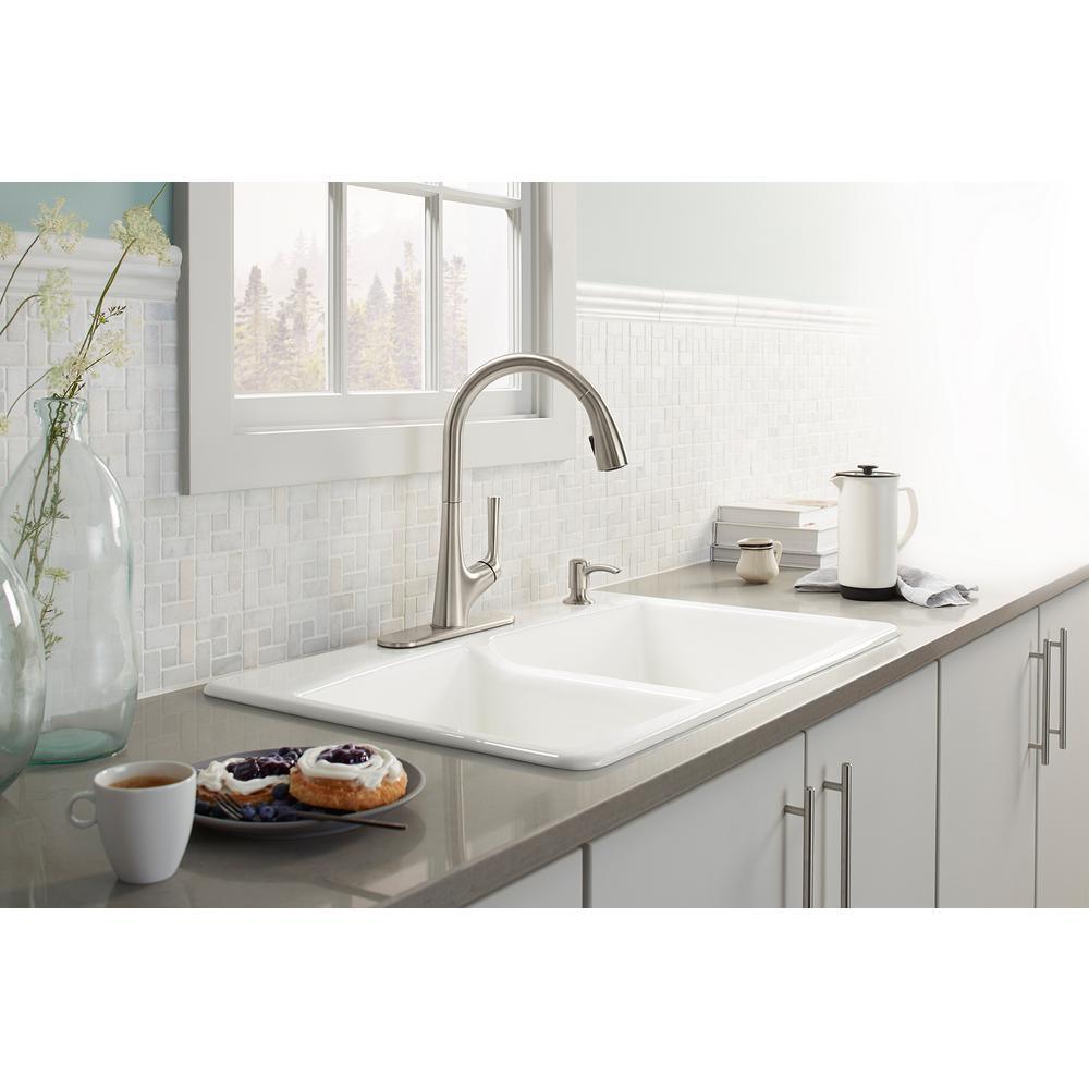 Elmbrook Single-Handle Pull-Down Sprayer Kitchen Faucet in Vibrant Stainless - Super Arbor