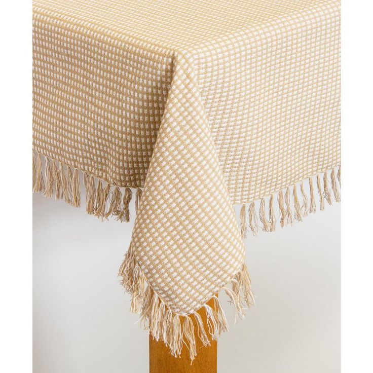 Homespun Fringed 60 in. x 84 in. Marine 100% Cotton Tablecloth