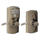 Camelot Satin Nickel Electronic Door Lock with Accent Door Lever Featuring Flex Lock - Super Arbor
