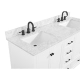 Merryfield 61 in. W x 22 in. D Bath Vanity in White with Marble Vanity Top in Carrara White with White Basin - Super Arbor