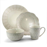16-Piece Modern White Lace Stoneware Dinnerware Set (Service for 4)