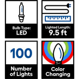 GE Color Choice 20-Count Multi-function Color Changing Mini LED Plug-In Christmas Icicle Lights