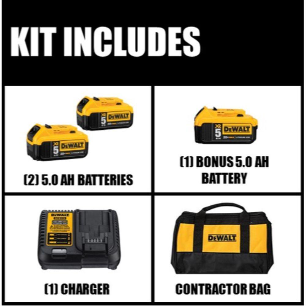 20-Volt MAX XR Lithium Ion Starter Kit w/ Premium Battery Pack 5.0Ah (2-Pack), Charger & Kit Bag w/ Bonus Battery 5.0Ah - Super Arbor