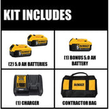 20-Volt MAX XR Lithium Ion Starter Kit w/ Premium Battery Pack 5.0Ah (2-Pack), Charger & Kit Bag w/ Bonus Battery 5.0Ah - Super Arbor