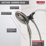 In2ition Two-in-One 4-Spray 6.1 in. Dual Wall Mount Fixed and Handheld Shower Head in Brushed Nickel