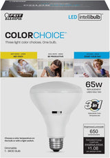 Feit Electric 65-Watt Equivalent Soft White/Cool White/Daylight BR30 IntelliBulb LED Color Choice Light Bulb (12-Pack)
