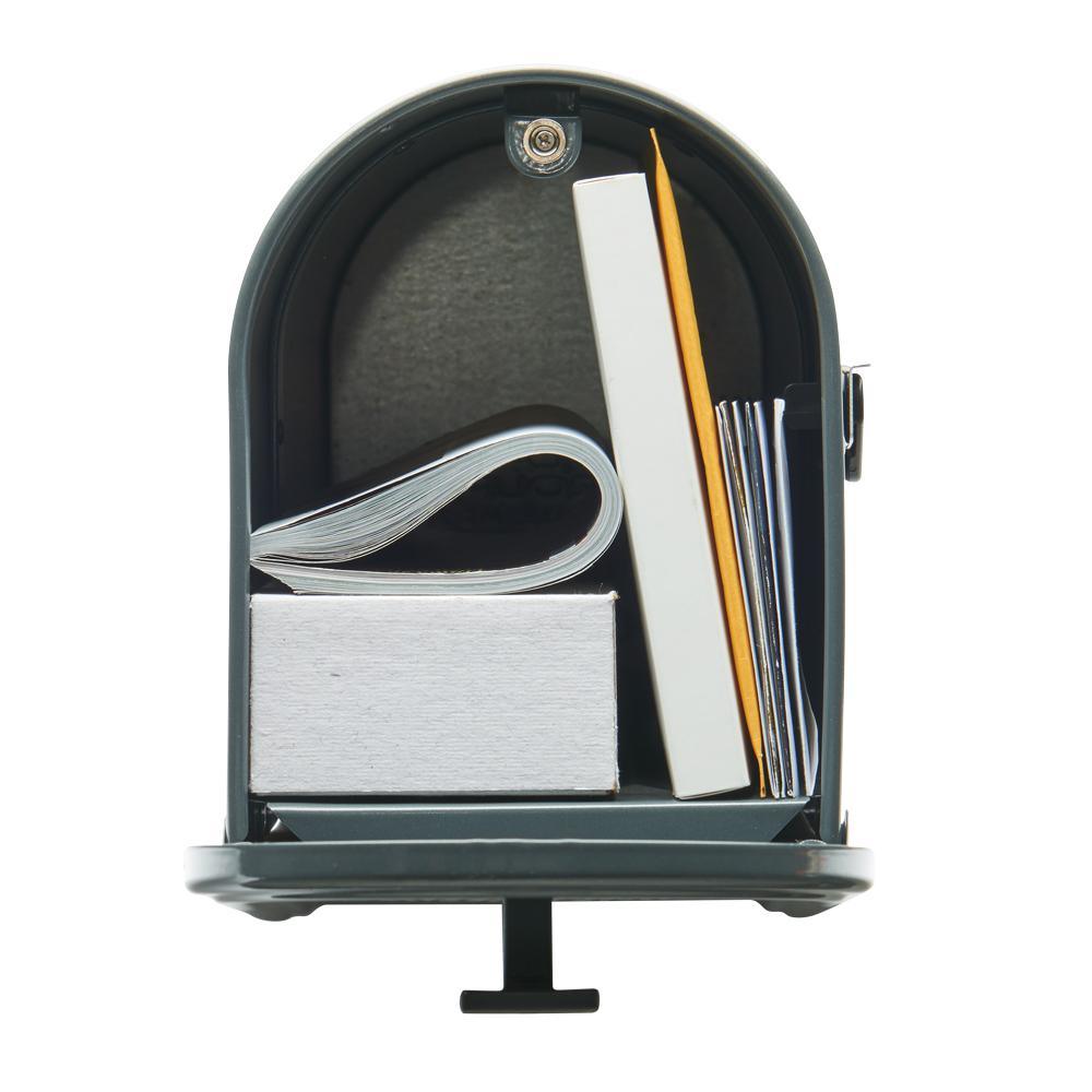 Edson Medium, Steel, Post Mount Mailbox, Gray - Super Arbor