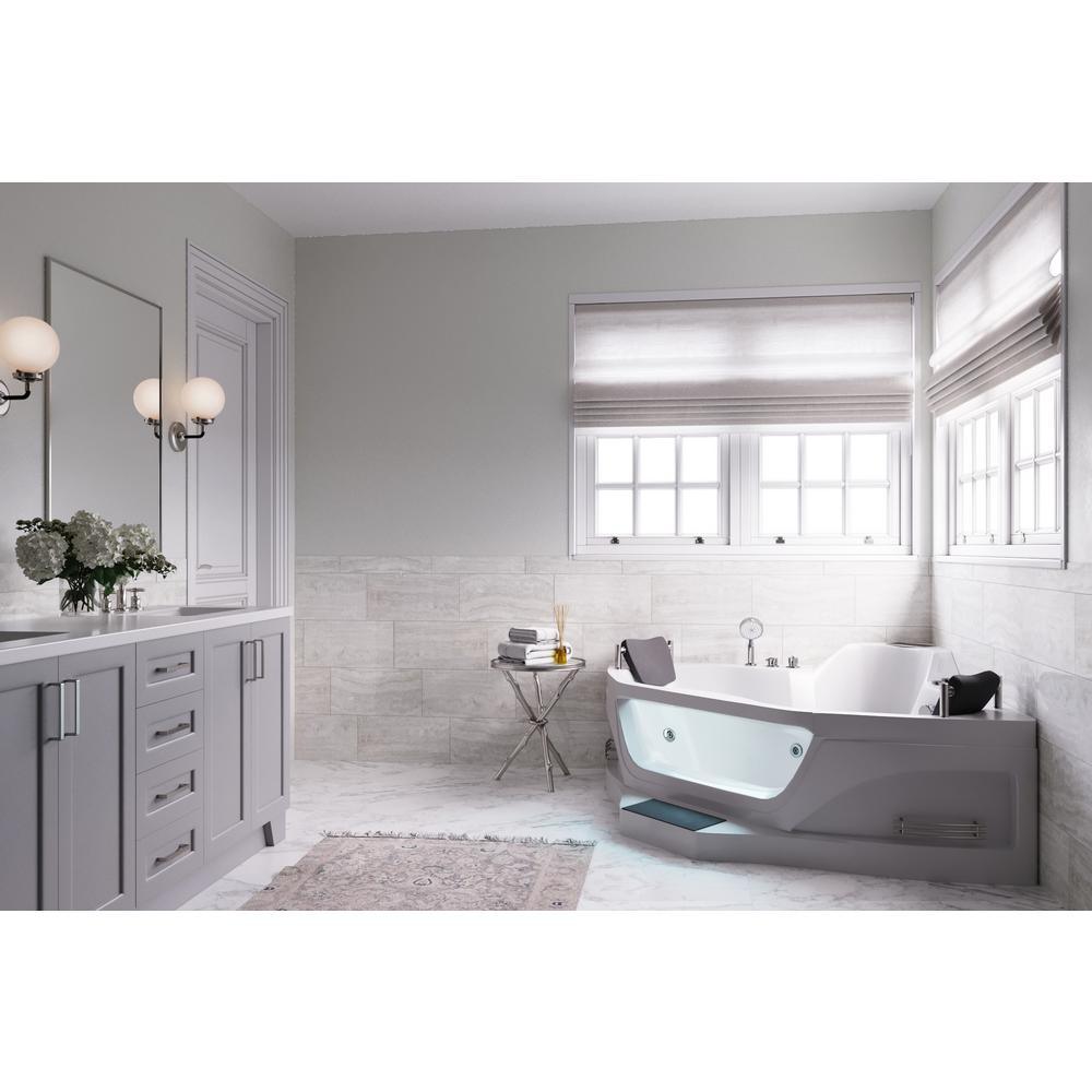 5 ft. Right Drain Corner Alcove Whirlpool Bathtub in White - Super Arbor