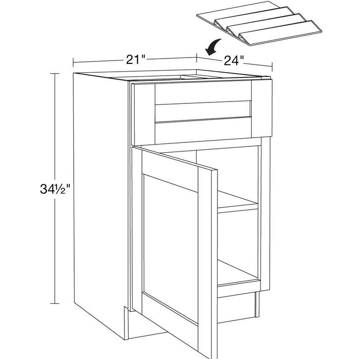 Home Decorators Collection Washington 21 in. W x 24 in. D x 34.5 in. H Vesper White Plywood Shaker Assembled Base Kitchen Cabinet Left SP Tray