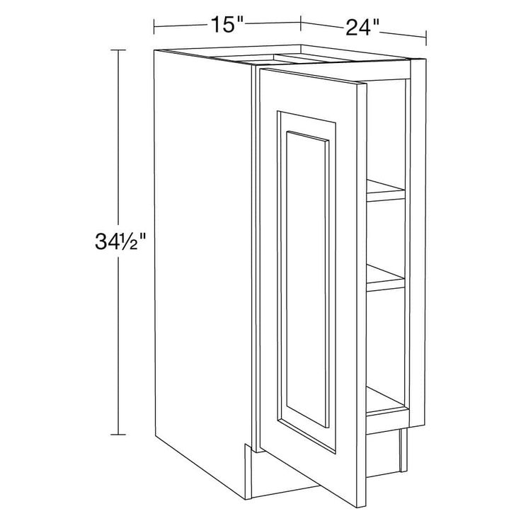 Home Decorators Collection Grayson 15 in. W x 24 in. D x 34.5 in. H Assembled Plywood Full Height Door Base Kitchen Cabinet in Mythic Blue LH