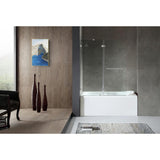 HERALD Series 48 in. x 58 in. Frameless Hinged Tub Door in Brushed Nickel with Towel Bar with Handle - Super Arbor