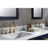Madison 72 in. Bath Vanity in Monarch Blue with Carrara White Marble Vanity Top with White Basins