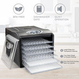 6 Tray Countertop Digital Food Dehydrator Drying Machine Preset Temperature Settings, Auto Shutoff Timer