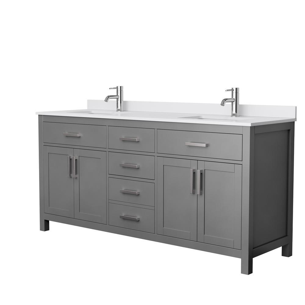 Beckett 72 in. W x 22 in. D Double Bath Vanity in White with Cultured Marble Vanity Top in Carrara with White Basins - Super Arbor