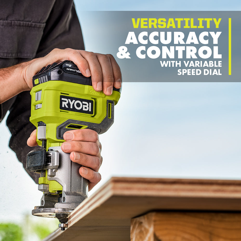 18-Volt ONE+ Cordless Fixed Base Trim Router with Roundover Router Bit Set (4-Piece)