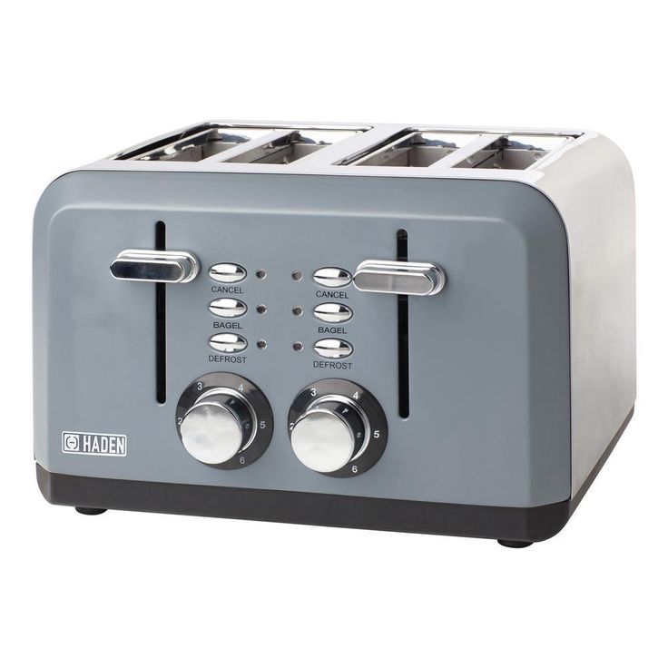 Perth 1500W 4-Slice Wide Slot Slate Grey Toaster with Removable Crumb Tray and Adjustable Settings