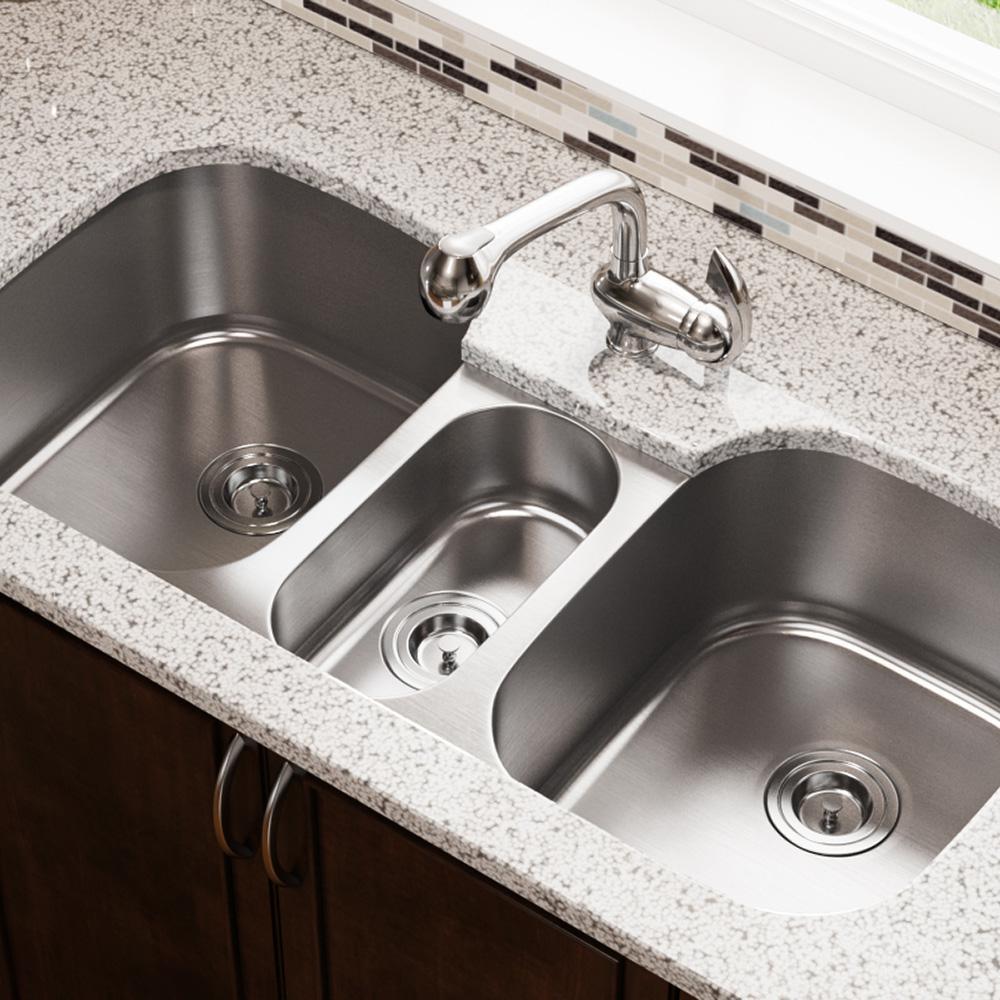 All-in-One Undermount Stainless Steel 43 in. Triple Bowl Kitchen Sink - Super Arbor