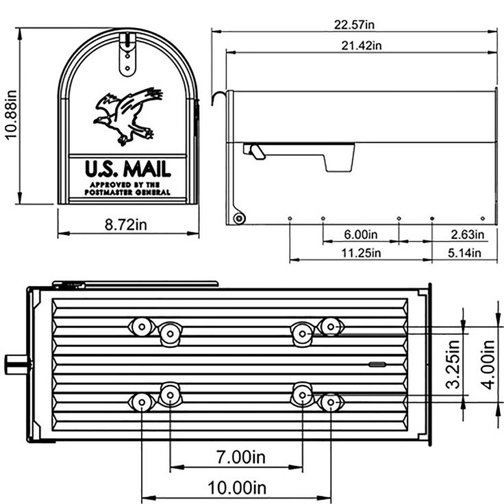 Gibraltar Mailboxes Elite Large, Steel, Post Mount Mailbox, Black, E1600B00