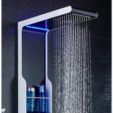 53 in. 4-Jet Shower Panel System with Shelf LED Rainfall Waterfall Head Handshower and Bidet Sprayer in Silver Black
