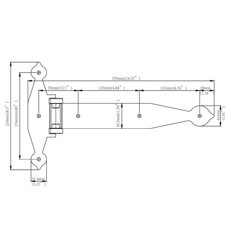 Everbilt 12 in. x 9 in. Black Gate Tee Hinge