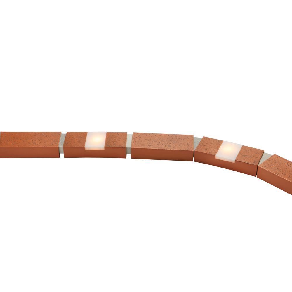 Argee 20 ft. Decorative Plastic Brick Edging with 4 Solar Lighted Bricks