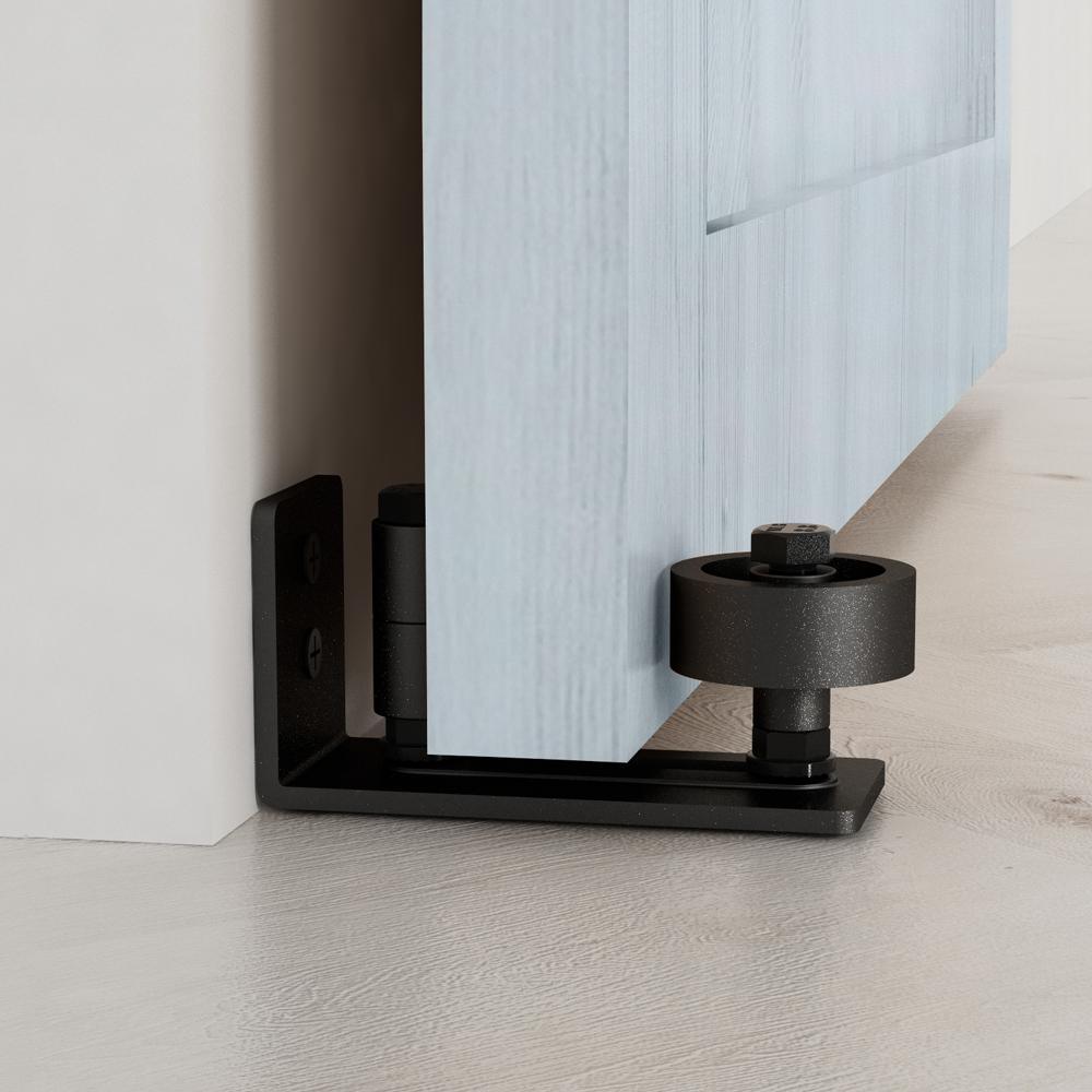 4.88 in. Black Steel Heavy-Duty Adjustable Sliding Barn Door Floor Guide Hardware (Model 1) - Super Arbor