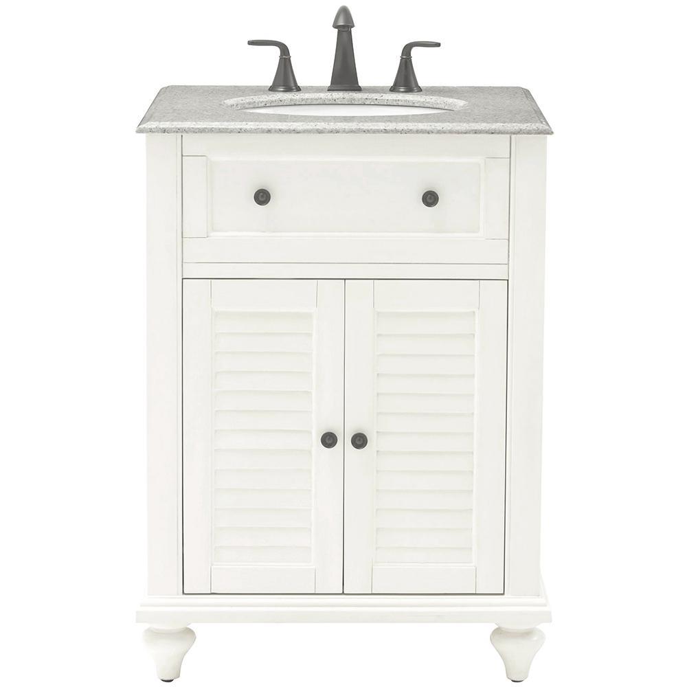 Hamilton Shutter 25 in. W x 22 in. D Bath Vanity in Sea Glass with Granite Vanity Top in Grey - Super Arbor