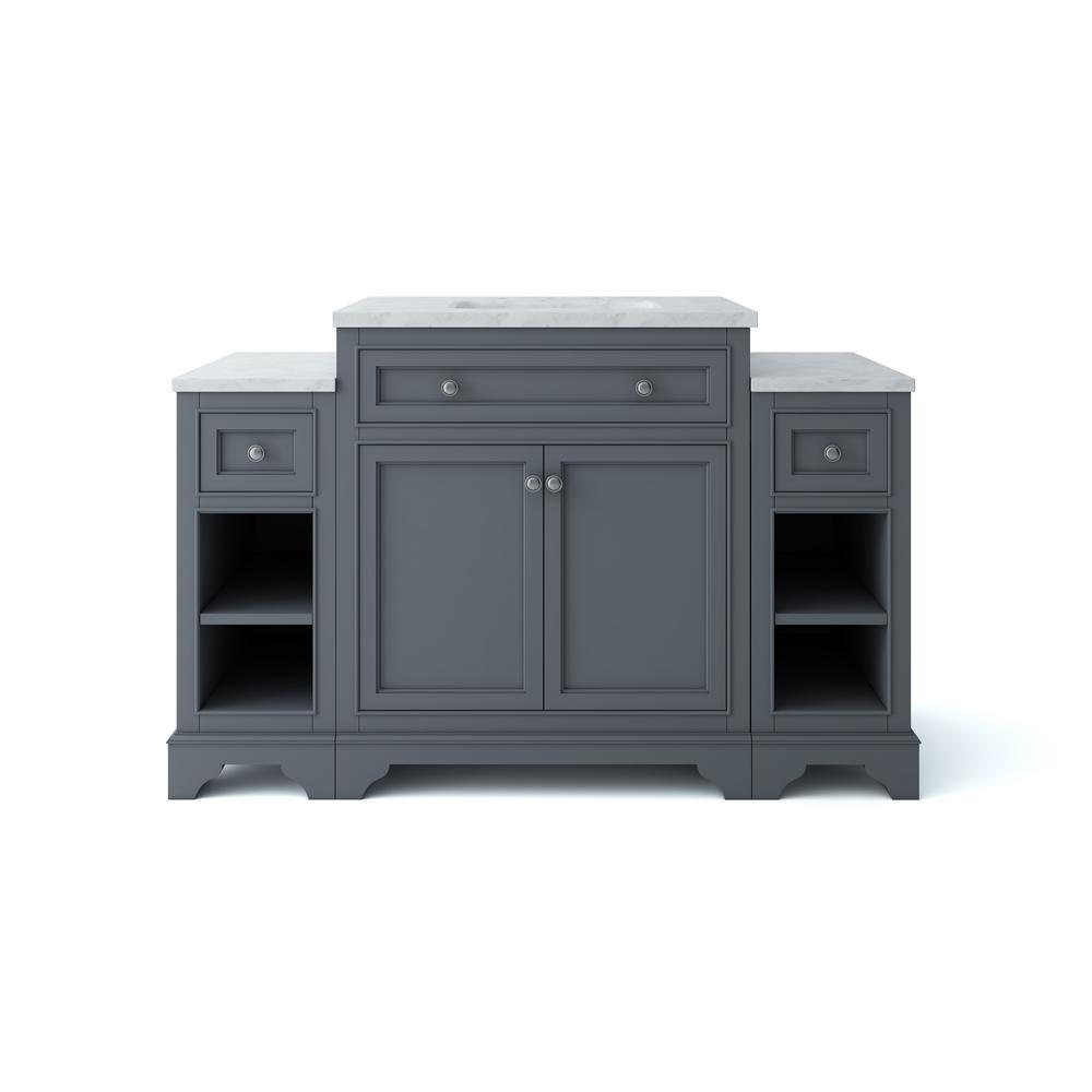 Mornington 54 in. W x 21 in. D Single Bath Vanity in White with Marble Vanity Top in White with White Sink - Super Arbor
