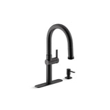 Rune Single-Handle Pull-Down Sprayer Kitchen Faucet in Matte Black - Super Arbor