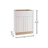 Home Decorators Collection Winchester Light Vespar White Thermofoil Plywood Shaker Stock Semi-Custom Base Kitchen Cabinet 24 in. W x 21 in. D