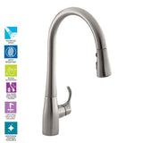 Simplice Single-Handle Pull-Down Sprayer Kitchen Faucet with DockNetik and Sweep Spray in Vibrant Stainless - Super Arbor