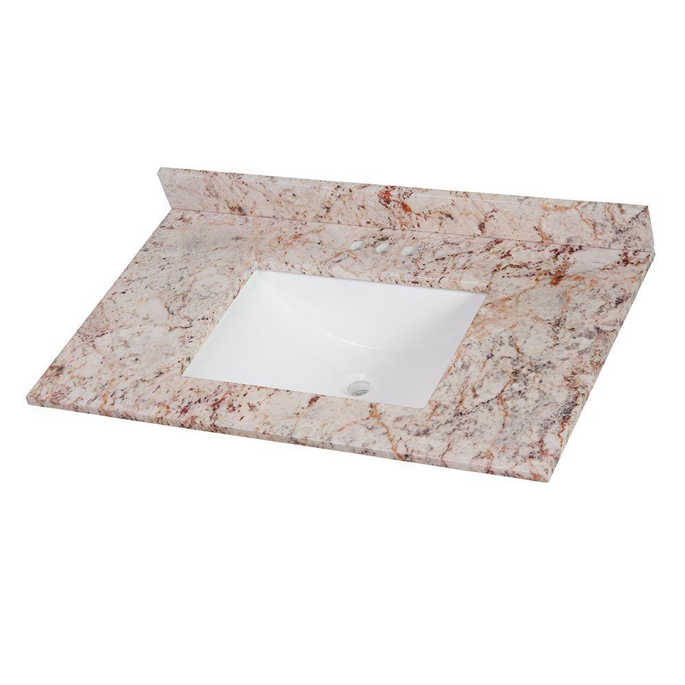 37 in. W x 22 in. D Stone Effects Vanity Top in Cold Fusion with White Sink - Super Arbor