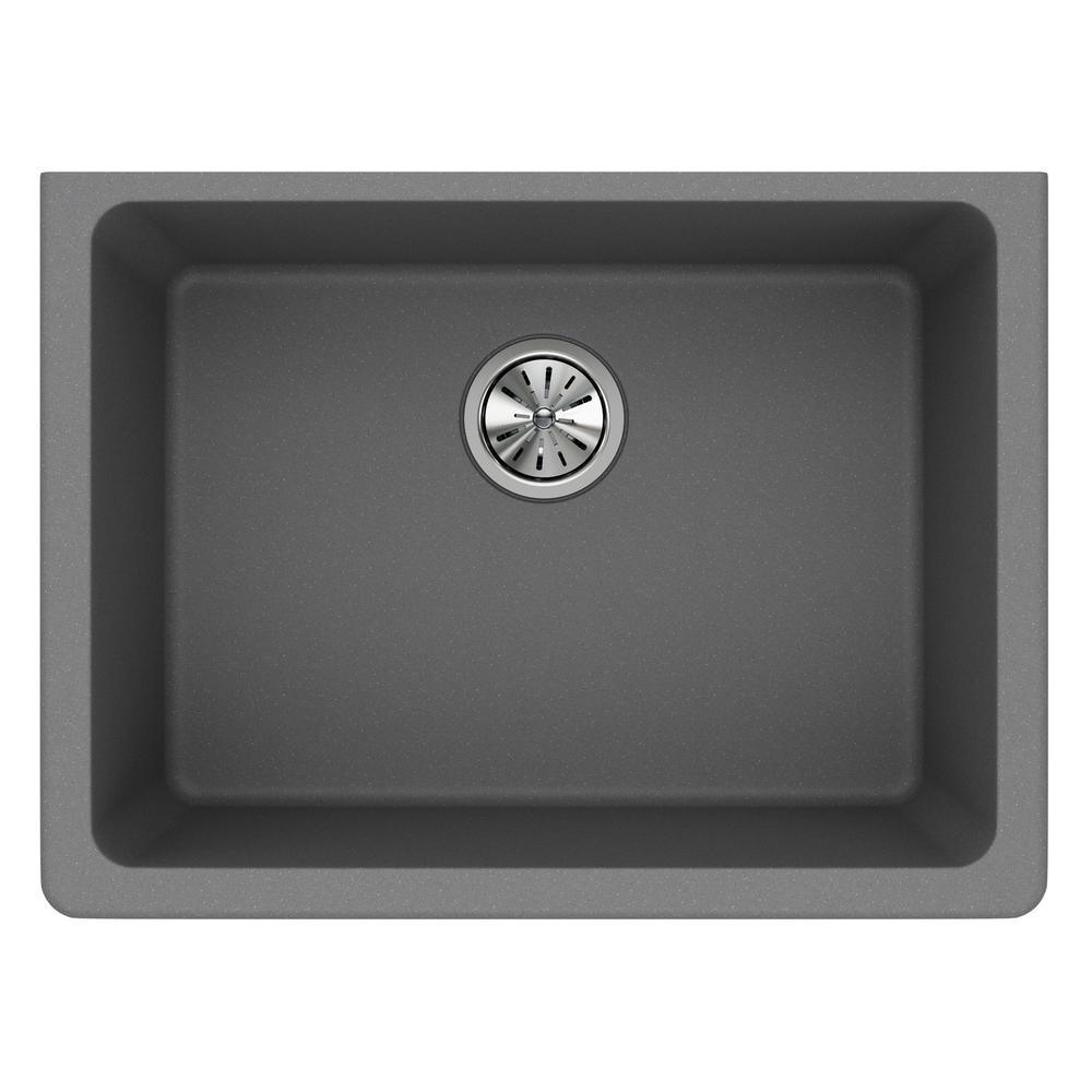 Quartz Classic Undermount Composite 33 in. Single Bowl Kitchen Sink in Black - Super Arbor